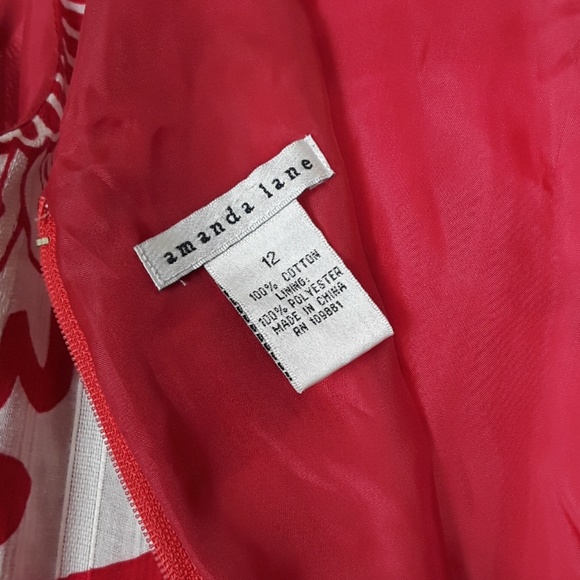 RED DRESS RUN !!!!Amanda Lane Red & White Floral Retro Dress - Picture 6 of 6